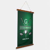 Elegant Gepersonaliseerd Golf Monogram Ontwerp Hangend Wandkleed (Gebogen)