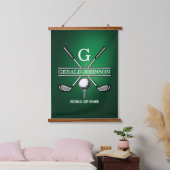 Elegant Gepersonaliseerd Golf Monogram Ontwerp Hangend Wandkleed (Slaapkamer)