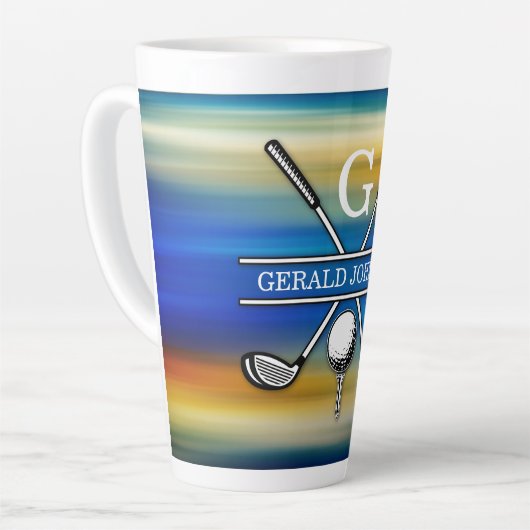 Elegant Gepersonaliseerd Golf Monogram Ontwerp Latte Mok (Linkerhoek)