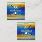 Elegant Gepersonaliseerd Golf Monogram Ontwerp Vierkante Visitekaartje (Voorkant / Achterkant)