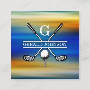 Elegant Gepersonaliseerd Golf Monogram Ontwerp Vierkante Visitekaartje