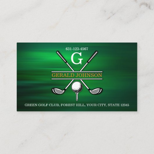 Elegant Gepersonaliseerd Golf Monogram Ontwerp Visitekaartje (Achterkant)