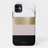 Elegant gepersonaliseerd goud wit marmer Case-Mate iPhone case (Achterkant)