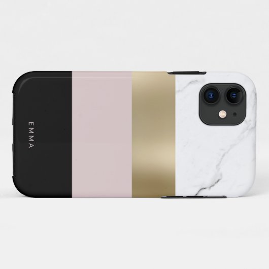 Elegant gepersonaliseerd goud wit marmer Case-Mate iPhone case (Achterkant (horizontaal))