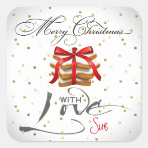 Elegant Gepersonaliseerd kerstkoekjeskaartjes Vierkante Sticker