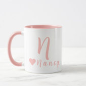 Elegant gepersonaliseerd monogram en naam in roze mok (Links)