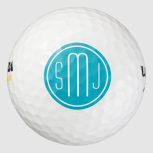 Elegant gepersonaliseerd monogram en scuba blauw L Golfballen