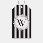 Elegant gepersonaliseerd monogram en zwarte strepe cadeaulabel (Voorkant)