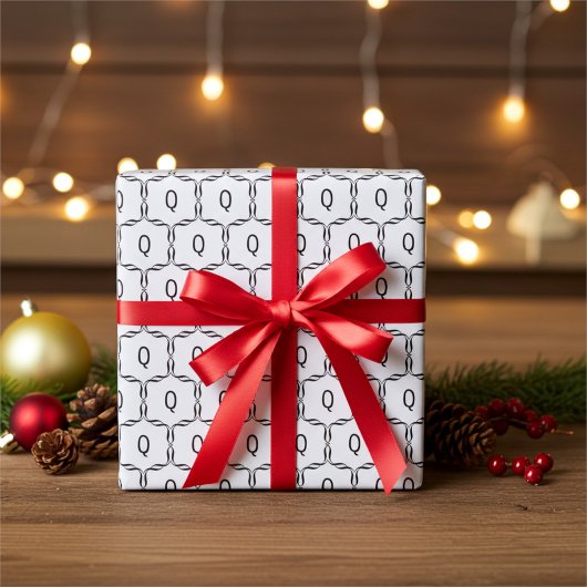 Elegant gepersonaliseerd monogram in zwart-wit cadeaupapier