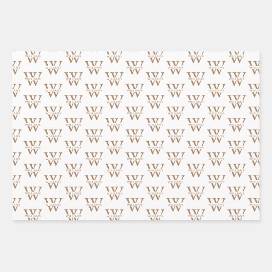 Elegant Gepersonaliseerd Monogram Naam Custom Wit Inpakpapier Vel (Voorkant 3)