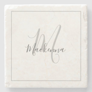 Elegant gepersonaliseerd monogram Naam Stijlvol Ma Stenen Onderzetter