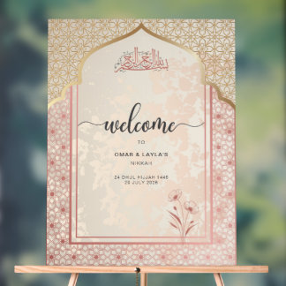 Elegant gepersonaliseerd Nikkah Welkom Acryl Bord