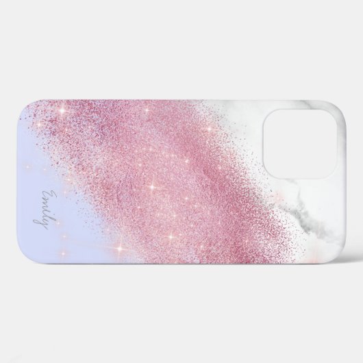 Elegant gepersonaliseerd roos goud glitter marmer  Case-Mate iPhone case (Achterkant (horizontaal))