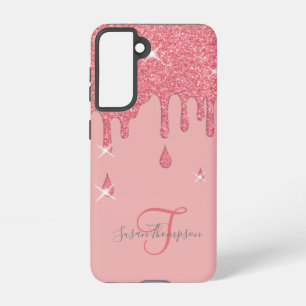 Elegant gepersonaliseerd roze effect sparkles samsung galaxy hoesje