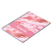 Elegant Gepersonaliseerd Roze en Gouden Folie Marm Notitieboek (Linkerzijde)
