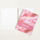 Elegant Gepersonaliseerd Roze en Gouden Folie Marm Planner (Display)