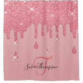 Elegant gepersonaliseerd roze glitter-effect Spark Douchegordijn (Voorkant)