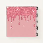 Elegant gepersonaliseerd roze glitter-effect Spark Notitieboek (Achterkant)