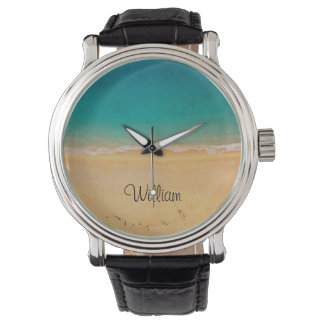 Elegant gepersonaliseerd strand zee horloge
