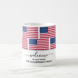 Elegant gepersonaliseerd USA AMERICAN FLAG Welcome Koffiemok