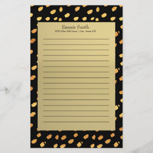 Elegant gepersonaliseerd zwart en goud briefpapier