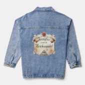 Elegant gepersonaliseerde bloemige bruidsmeisjes b denim jacket (Achterkant)