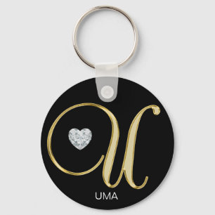 Elegant gepersonaliseerde Gold Monogrammed Letter  Sleutelhanger