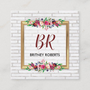 Elegant gepersonaliseerde  goudherfst Floral Vierkante Visitekaartje