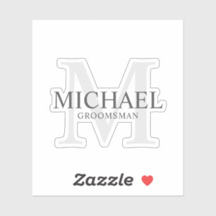 Elegant Gepersonaliseerde Groomsmen's Naam en Mono Sticker