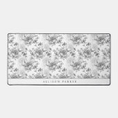 Elegant  gepersonaliseerde Linedrawn B&W Floral Bureaumat (Voorkant)