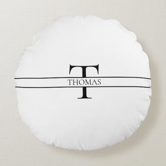 Elegant Gepersonaliseerde Monogrammen Douane Naam Rond Kussen (Voorkant)