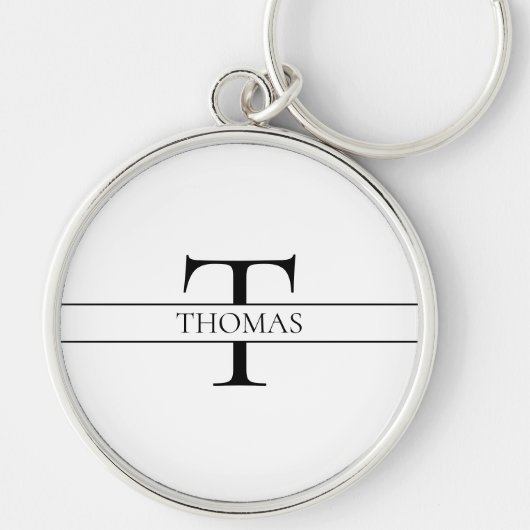 Elegant Gepersonaliseerde Monogrammen Douane Naam Sleutelhanger (Voorkant)