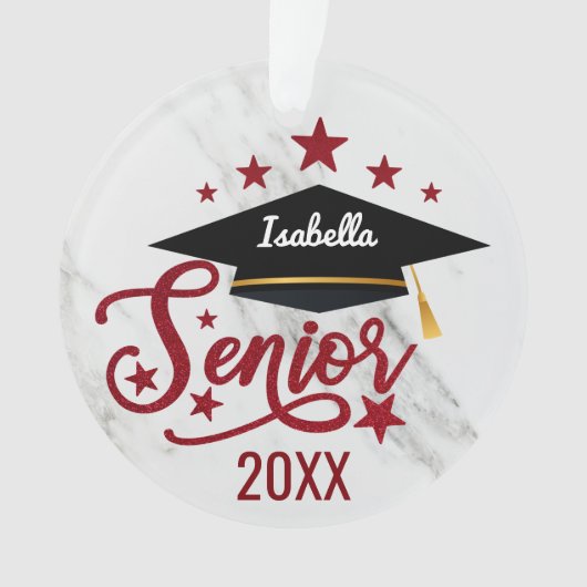 Elegant gepersonaliseerde Naam Afstuderen senior 2 Ornament (voorkant)