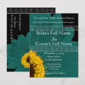 Elegant Gerber Daisy Wedding Invitation Uitnodiging Briefkaart (Voorkant / Achterkant)