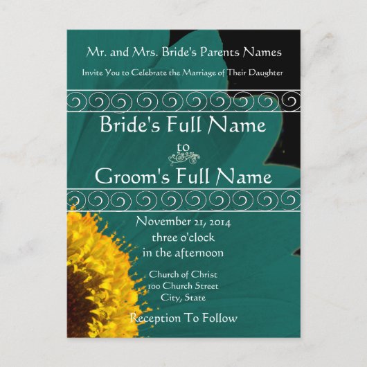 Elegant Gerber Daisy Wedding Invitation Uitnodiging Briefkaart (Voorkant)