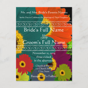Elegant Gerber Daisy Wedding Invitation Uitnodiging Briefkaart