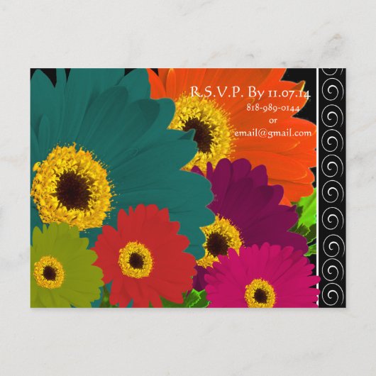 Elegant Gerber Daisy Wedding Invitation Uitnodiging Briefkaart (Achterkant)