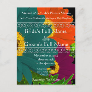 Elegant Gerber Daisy Wedding Uitnodiging Briefkaart