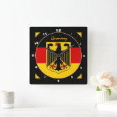 Elegant German Flag, Eagle & Germany / design Vierkante Klok (Huis)