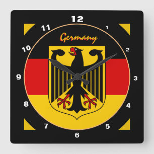 Elegant German Flag, Eagle & Germany / design Vierkante Klok