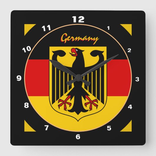 Elegant German Flag, Eagle & Germany / design Vierkante Klok (Voorkant)