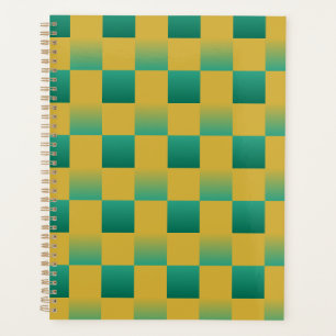 Elegant geruit patroon in groen en goud planner
