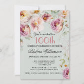 Elegant geschilderde bloem 100ste verjaardagsfeest kaart (Voorkant)