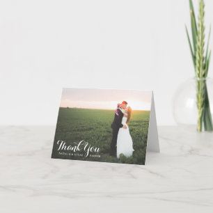 Elegant Geschreven Foto Huwelijk Bedankt Wit