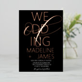 ELEGANT Geschreven Huwelijk Roze Goud Folie Uitnodiging (Staand Voorkant)