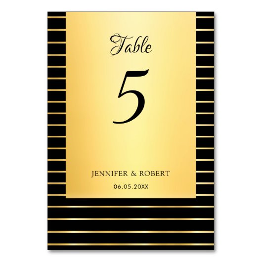 Elegant Geschreven Script Zwart En Goud Modieus Kaart (Voorkant)