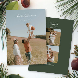 Elegant geschreven vrolijke kerstfoto feestdagenkaart