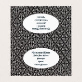 Elegant gescrolld zwart wit damast ontwerp visitekaartjes (Buitenkant ongevouwen)