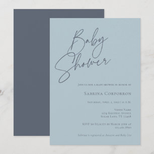 Elegant Geslacht Neutraal Baby shower   Dusty Blue Kaart
