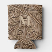 Elegant gesneden licht hout monogram blikjeskoeler (Achterkant)